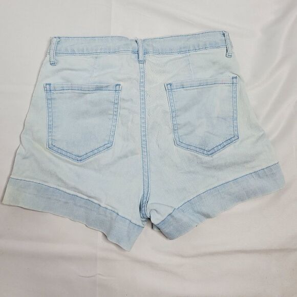 TWO pairs of denim blue jean cuffed stretch shorts 27 - Picture 3 of 12